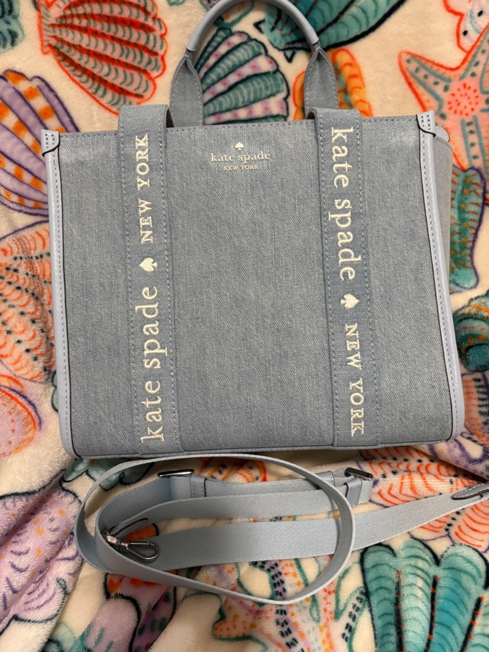 kate spade Light Denim Tote with Strap - Pale Blue